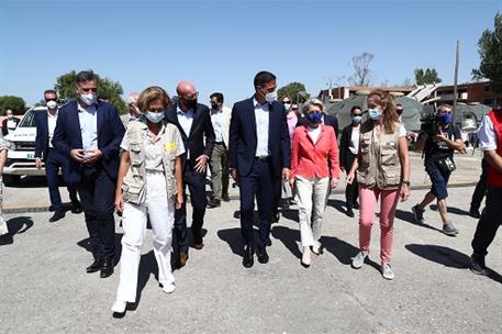 21/08/2021. Sánchez visita en Madrid el 'Hub' europeo de recepción de cooperantes afganos. El presidente del Gobierno, Pedro Sánchez, visita...